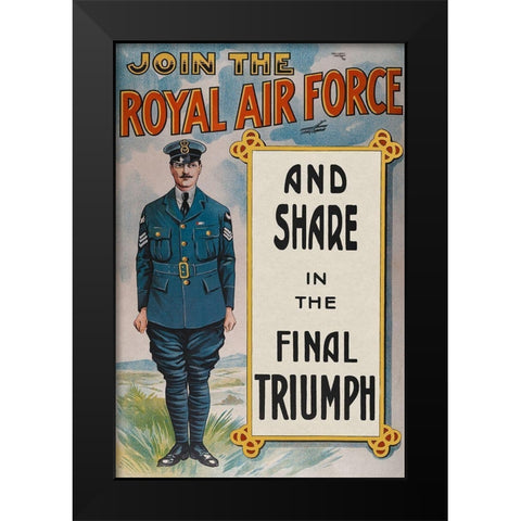 WWI: Join the Royal Air Force Black Modern Wood Framed Art Print by Unknown