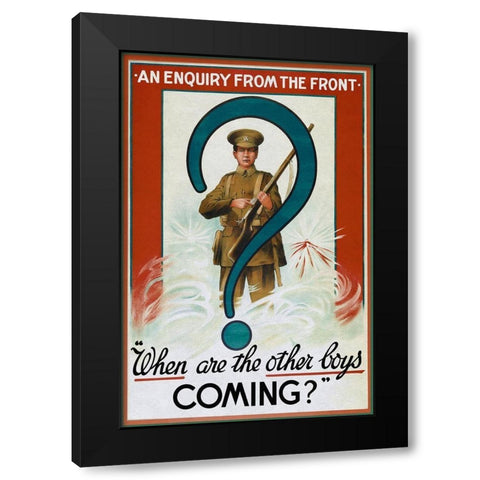 WWI: Enquiry from the Front Black Modern Wood Framed Art Print by Unknown