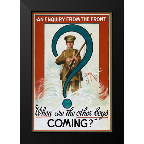 WWI: Enquiry from the Front Black Modern Wood Framed Art Print by Unknown
