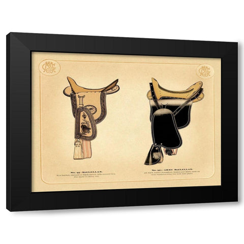 Saddles and Tack: McClellan Saddles #1 Black Modern Wood Framed Art Print by Unknown