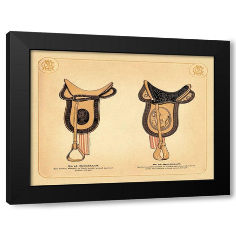 Saddles and Tack: McClellan Saddles #2 Black Modern Wood Framed Art Print with Double Matting by Unknown