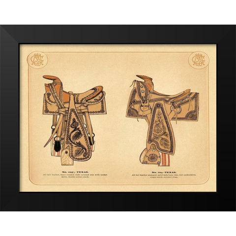 Saddles and Tack: Texas Saddles Black Modern Wood Framed Art Print by Unknown