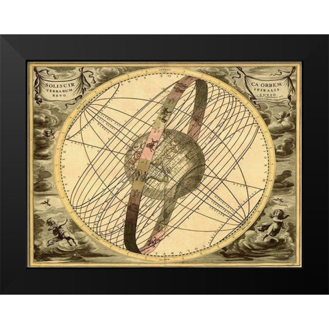 Maps of the Heavens: Solis  Cir Terrarum Black Modern Wood Framed Art Print by Cellarius, Andreas