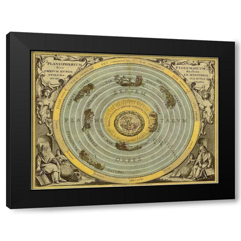 Maps of the Heavens: Planisphaerium Ptolemaicum Black Modern Wood Framed Art Print with Double Matting by Cellarius, Andreas