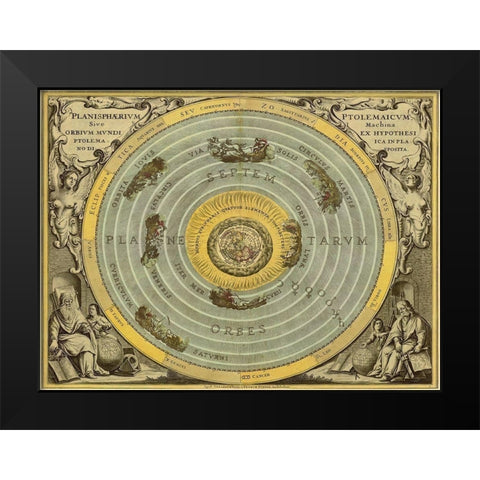 Maps of the Heavens: Planisphaerium Ptolemaicum Black Modern Wood Framed Art Print by Cellarius, Andreas