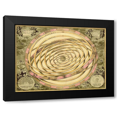 Maps of the Heavens: Orbium Planenarum Black Modern Wood Framed Art Print with Double Matting by Cellarius, Andreas
