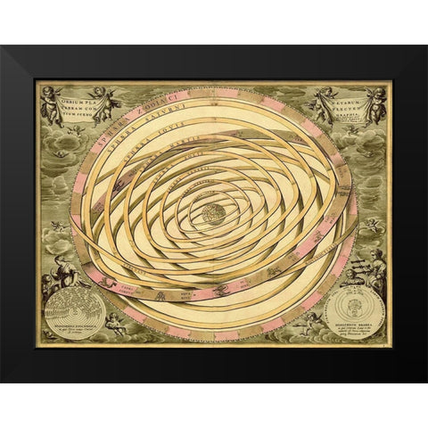 Maps of the Heavens: Orbium Planenarum Black Modern Wood Framed Art Print by Cellarius, Andreas