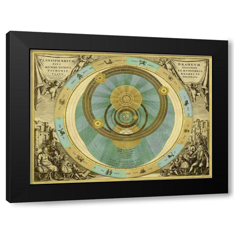Maps of the Heavens: Planisphaerium Braheum Black Modern Wood Framed Art Print with Double Matting by Cellarius, Andreas