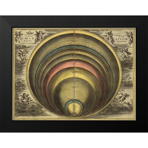 Maps of the Heavens: Corprum Coelestium Black Modern Wood Framed Art Print by Cellarius, Andreas
