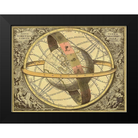 Maps of the Heavens: Circulis Coelestibus Black Modern Wood Framed Art Print by Cellarius, Andreas