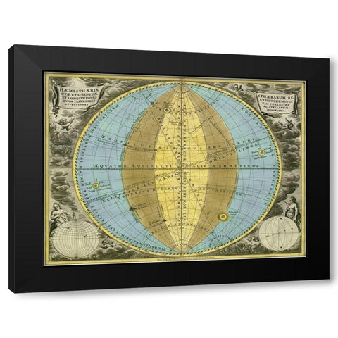 Maps of the Heavens: Hemisphaeria Sphaerarum Black Modern Wood Framed Art Print with Double Matting by Cellarius, Andreas