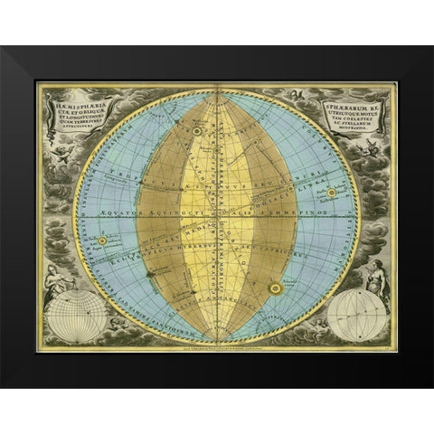 Maps of the Heavens: Hemisphaeria Sphaerarum Black Modern Wood Framed Art Print by Cellarius, Andreas
