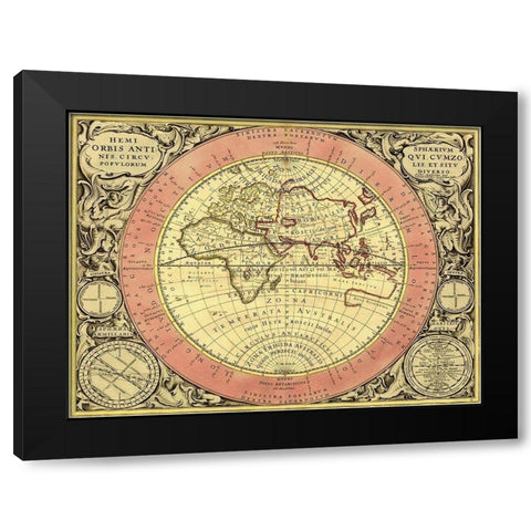 Maps of the Heavens: Hemisphaerium Orbis Antiqui Black Modern Wood Framed Art Print with Double Matting by Cellarius, Andreas