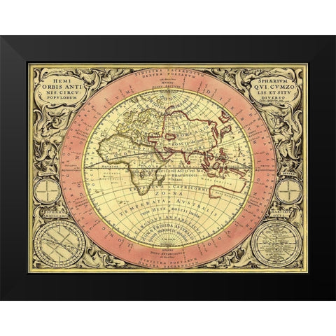 Maps of the Heavens: Hemisphaerium Orbis Antiqui Black Modern Wood Framed Art Print by Cellarius, Andreas