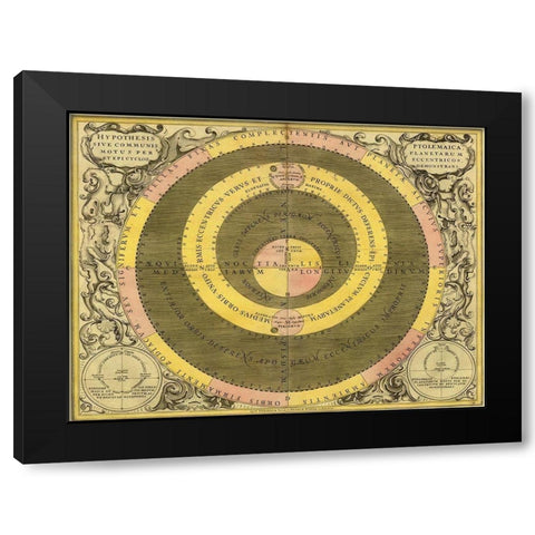 Maps of the Heavens: Hypothesis Ptomlemaica Black Modern Wood Framed Art Print by Cellarius, Andreas