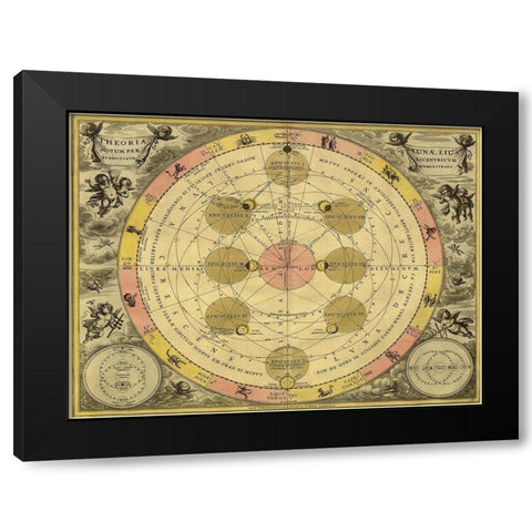 Maps of the Heavens: Theoria Luna Black Modern Wood Framed Art Print with Double Matting by Cellarius, Andreas
