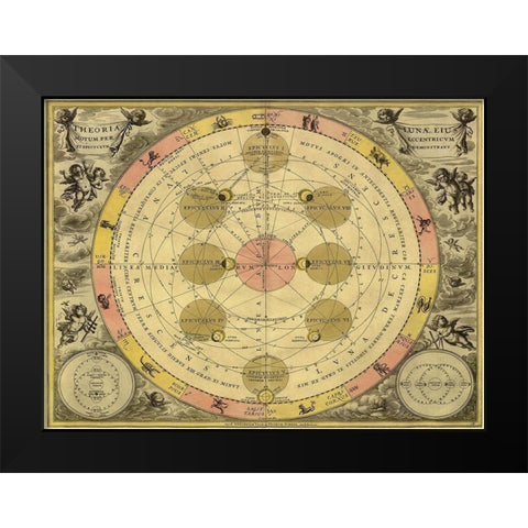 Maps of the Heavens: Theoria Luna Black Modern Wood Framed Art Print by Cellarius, Andreas