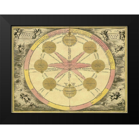 Maps of the Heavens: Theoria Trium Black Modern Wood Framed Art Print by Cellarius, Andreas