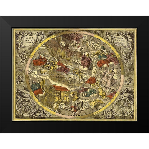 Maps of the Heavens: Coelistellati Christianina Black Modern Wood Framed Art Print by Cellarius, Andreas
