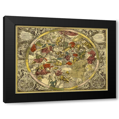 Maps of the Heavens: Coelistellati Christianihaemi Black Modern Wood Framed Art Print by Cellarius, Andreas