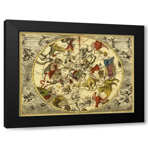 Maps of the Heavens: Planisphaerium Stellatum Boreale Black Modern Wood Framed Art Print with Double Matting by Cellarius, Andreas