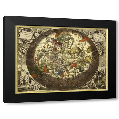 Maps of the Heavens: Hemisphaerium Stellatum Boreale Cum Subiecto Black Modern Wood Framed Art Print with Double Matting by Cellarius, Andreas