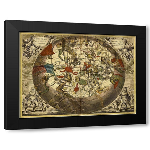 Maps of the Heavens: Haemisphaerium Stellatum Australe Aequali Black Modern Wood Framed Art Print by Cellarius, Andreas