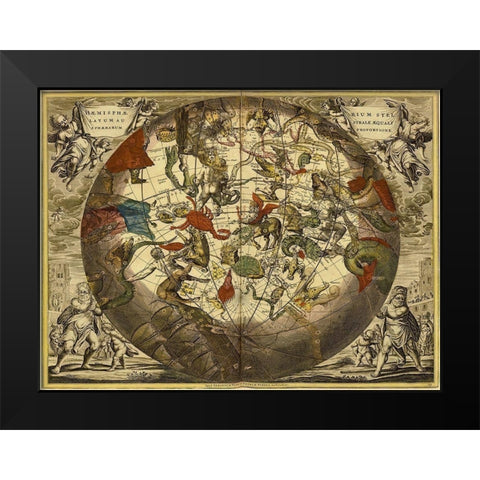 Maps of the Heavens: Haemisphaerium Stellatum Australe Aequali Black Modern Wood Framed Art Print by Cellarius, Andreas