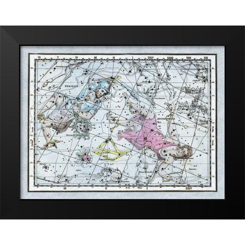 Maps of the Heavens: Andromeda and Perseus Black Modern Wood Framed Art Print by Jamieson, Alexander