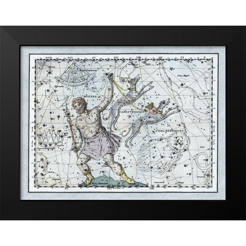 Maps of the Heavens: Bootes the Hunter and His Hounds Black Modern Wood Framed Art Print by Jamieson, Alexander