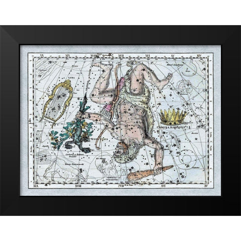 Maps of the Heavens: Hercules, the Lyre and Corona Borealis Black Modern Wood Framed Art Print by Jamieson, Alexander