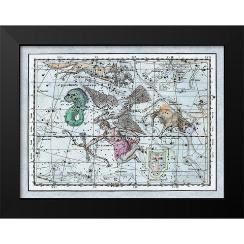 Maps of the Heavens: Aquila - Jupiters Eagle Black Modern Wood Framed Art Print by Jamieson, Alexander
