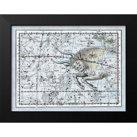 Maps of the Heavens: Taurus the Bull Black Modern Wood Framed Art Print by Jamieson, Alexander