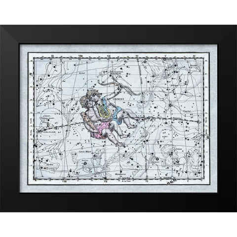 Maps of the Heavens: Gemini - the Twins - Castor and Pollux Black Modern Wood Framed Art Print by Jamieson, Alexander