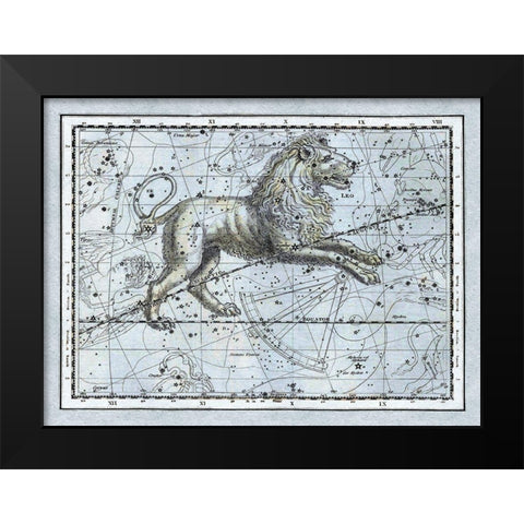 Maps of the Heavens: Leo - The Nemean Lion Black Modern Wood Framed Art Print by Jamieson, Alexander