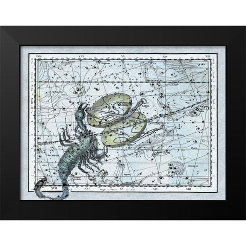 Maps of the Heavens: Libra - the Scales and The Scorpion Black Modern Wood Framed Art Print by Jamieson, Alexander