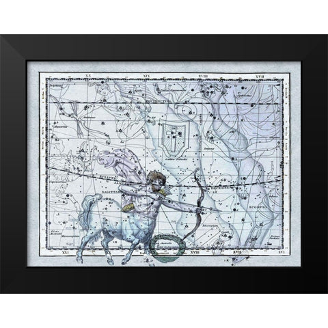 Maps of the Heavens: Sagittarius the Centaur Black Modern Wood Framed Art Print by Jamieson, Alexander