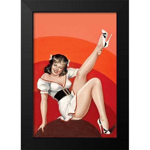Mid-Century Pin-Ups - Titter Magazine - Winking Brunette Black Modern Wood Framed Art Print by Driben, Peter