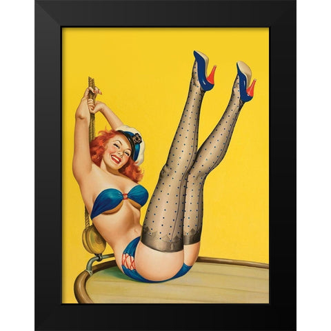 Mid-Century Pin-Ups - Flirt Magazine - Sailor Girl Black Modern Wood Framed Art Print by Driben, Peter