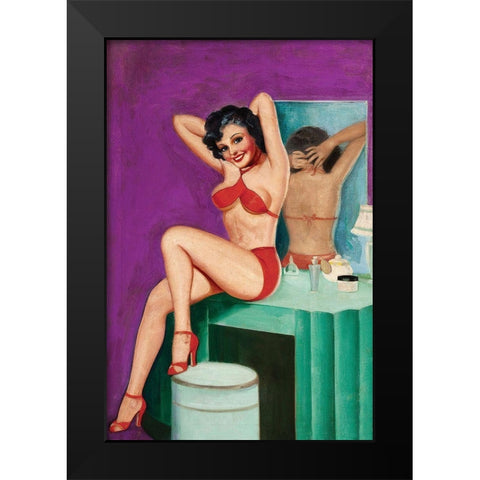 Mid-Century Pin-Ups - Bedtime Stories Black Modern Wood Framed Art Print by Driben, Peter