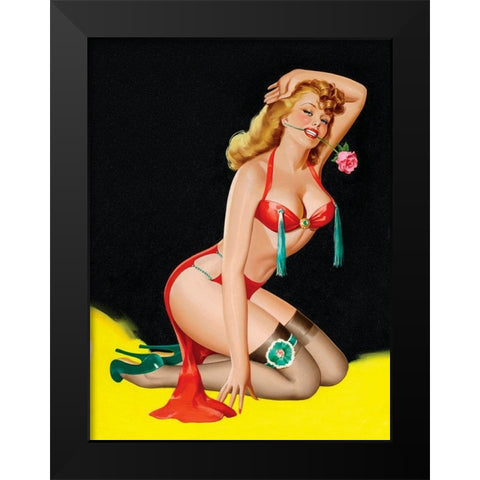Mid-Century Pin-Ups - Beauty Parade Magazine - Rose Black Modern Wood Framed Art Print by Driben, Peter