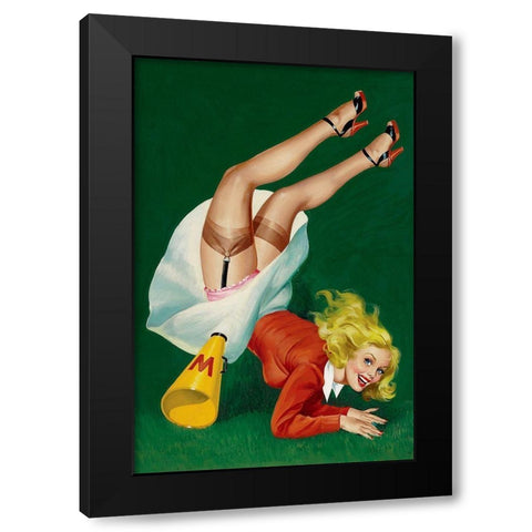 Mid-Century Pin-Ups - Titter Magazine - Cheerleader Black Modern Wood Framed Art Print with Double Matting by Driben, Peter