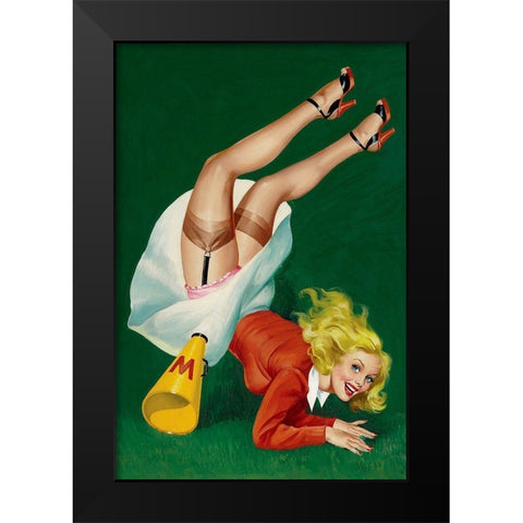 Mid-Century Pin-Ups - Titter Magazine - Cheerleader Black Modern Wood Framed Art Print by Driben, Peter