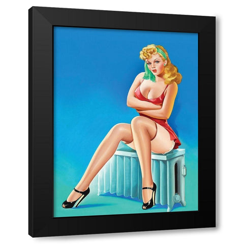 Mid-Century Pin-Ups - Wink Magazine - Warm Thoughts Black Modern Wood Framed Art Print by Driben, Peter