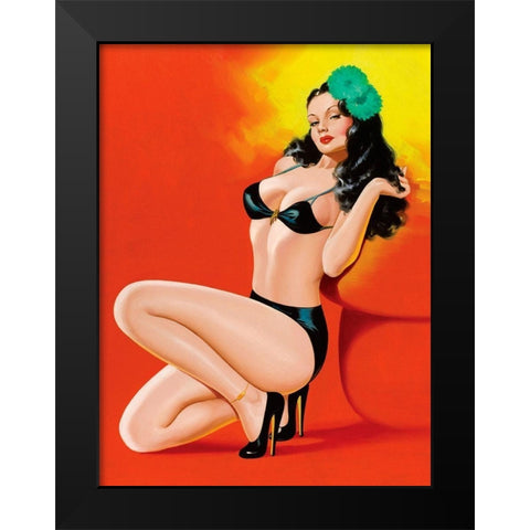 Mid-Century Pin-Ups - Beauty Magazine - Hot in Black Black Modern Wood Framed Art Print by Driben, Peter