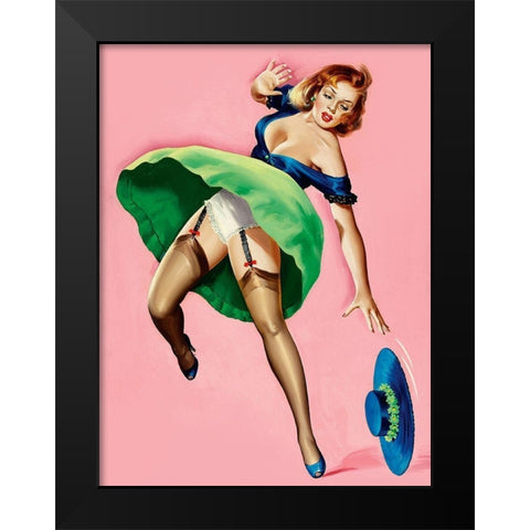 Mid-Century Pin-Ups - Wink Magazine - Strong Wind Black Modern Wood Framed Art Print by Driben, Peter