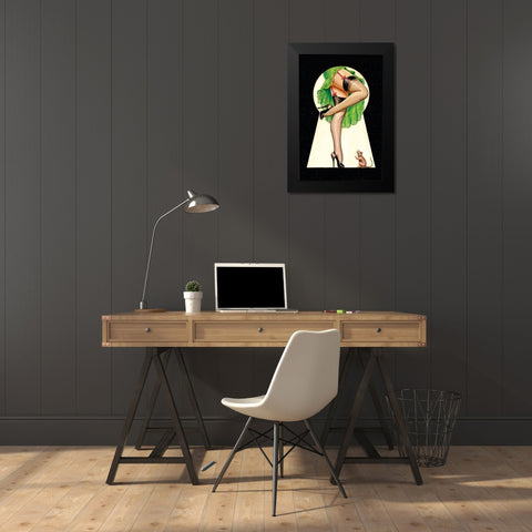 Mid-Century Pin-Ups - Through the Keyhole Black Modern Wood Framed Art Print by Driben, Peter