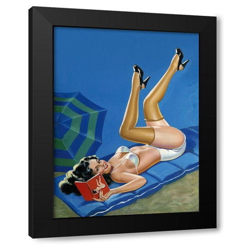 Mid-Century Pin-Ups - Wink Magazine - Merry mirthful Maiden Black Modern Wood Framed Art Print with Double Matting by Driben, Peter