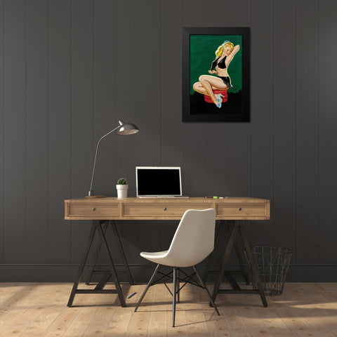 Mid-Century Pin-Ups - Beauty Parade - Uncovering Beauty Black Modern Wood Framed Art Print by Driben, Peter