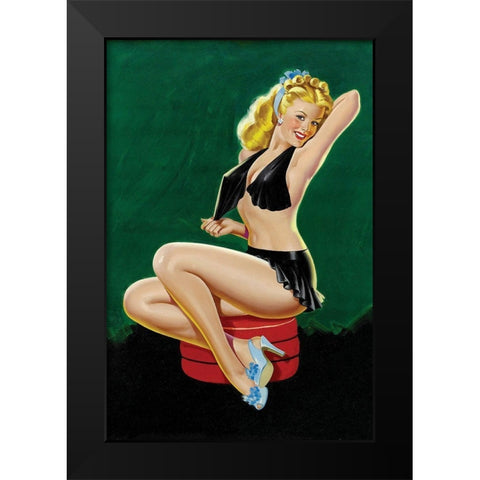 Mid-Century Pin-Ups - Beauty Parade - Uncovering Beauty Black Modern Wood Framed Art Print by Driben, Peter